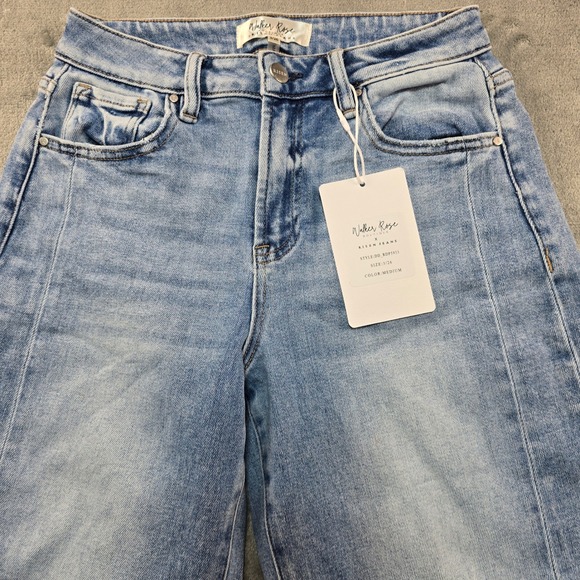 Walker Rose x Risen Jeans Barrel Leg High Rise Women 3/26 Salt Tree Stretch - Picture 10 of 16